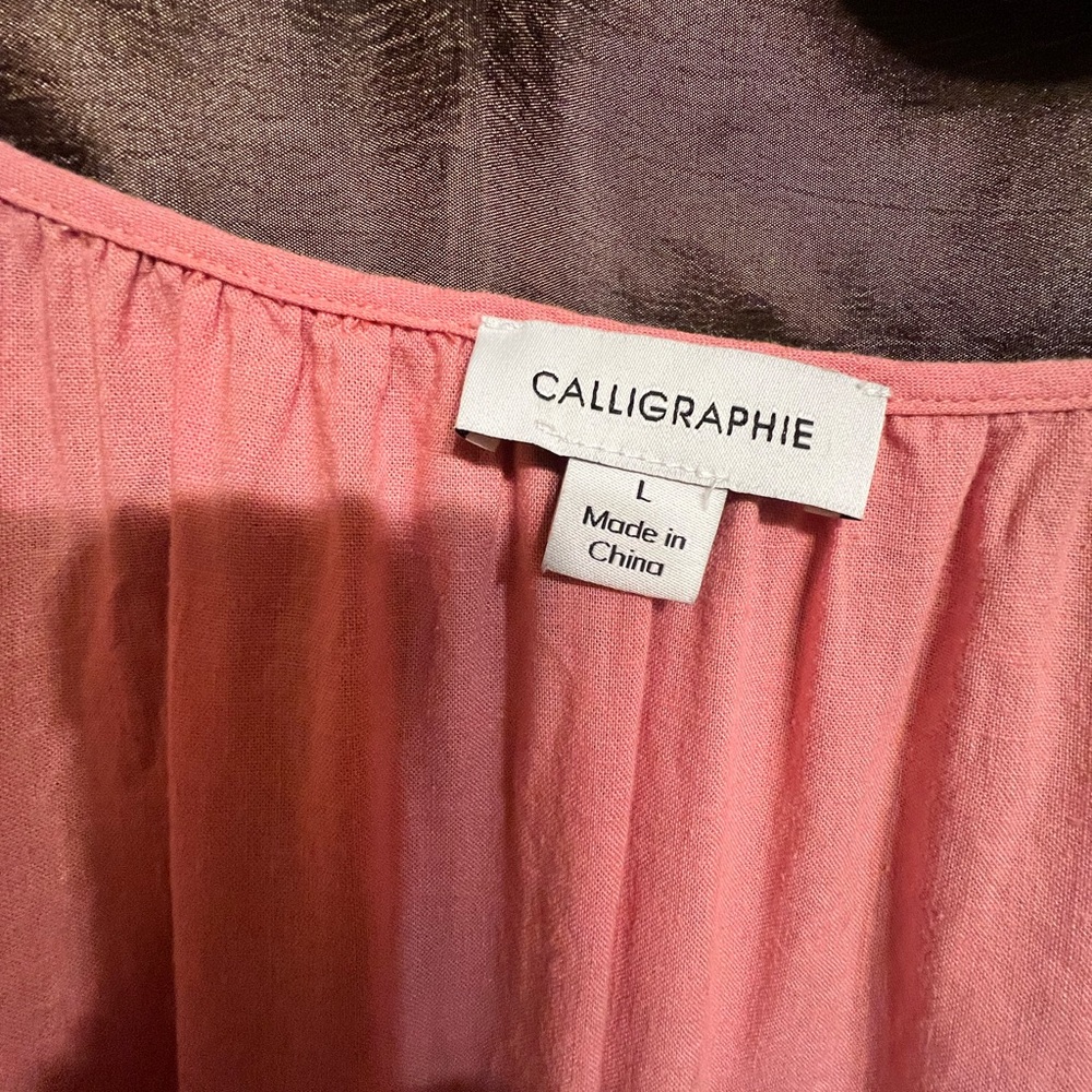 Pink Wrap Blouse with 3/4 Sleeves boho academia - Picture 2 of 11